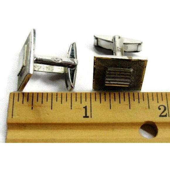 Joskes Moderist Square Ribbed Cufflinks Vintage Sterling Silver 925 Patina Tux - Picture 6 of 11